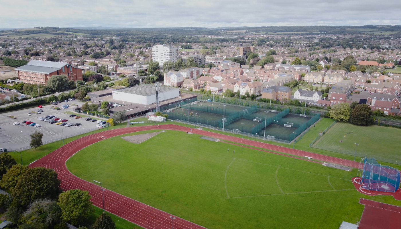 drone picture of worthing leisure centre