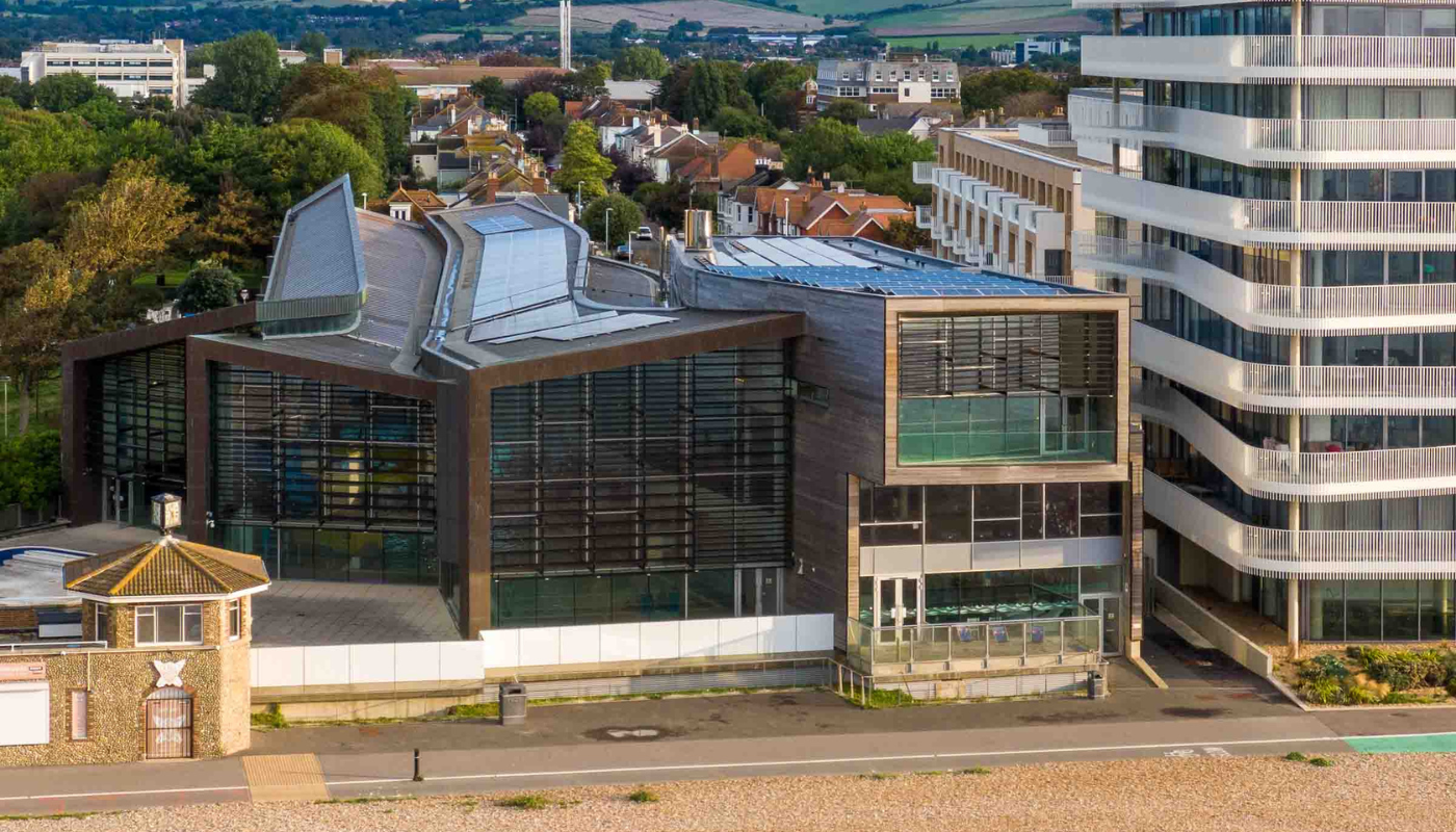 drone shot of splashpoint leisure centre